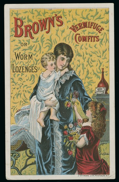 Brownin Vermifuge Comfits -kauppakortti od American School