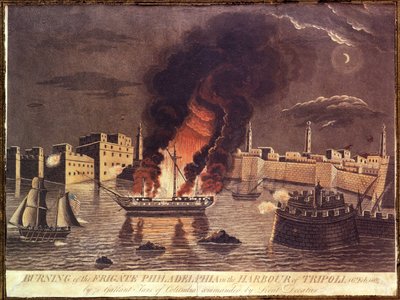 Spálení fregaty Philadelphia v přístavu Tripolis dne 16. února 1804 od American School