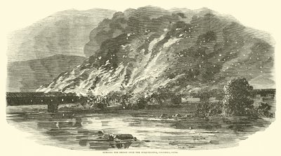 Spálení mostu přes Susquehanna, Columbia, Penn, červen 1863 od American School