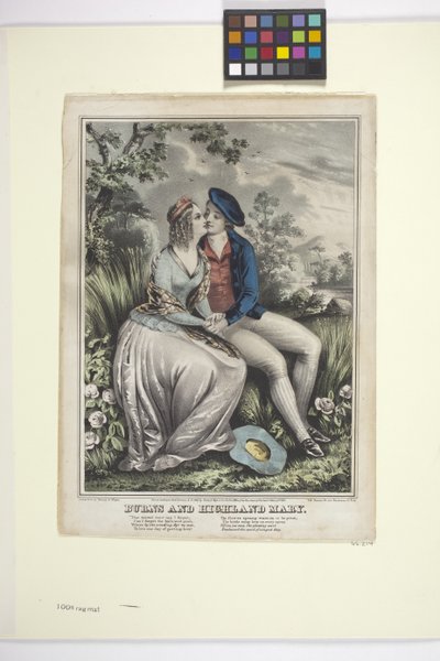 Burns And Highland Mary (ručně kolorovaná litografie) od American School