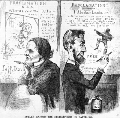 Butler Hanged, The Negro Free, na papíře, 1863 od American School