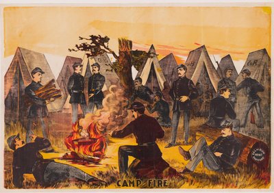 Táborák, hospoda. c1865 barevná litografie od American School