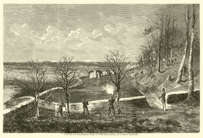 Capture of Confederate funguje v Bílém domě na Lookout Mountain, listopad 1863 od American School