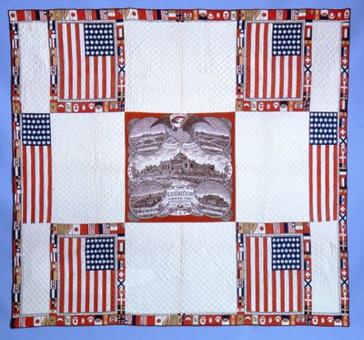 Centennial quilt, Massachusetts, 1876 (bavlna) od American School