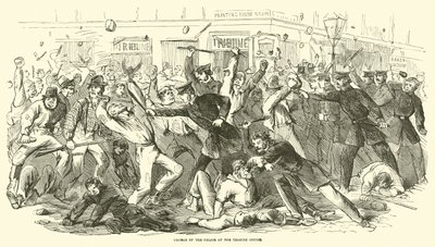 Obvinění z policie na Tribune Office, červenec 1863 od American School