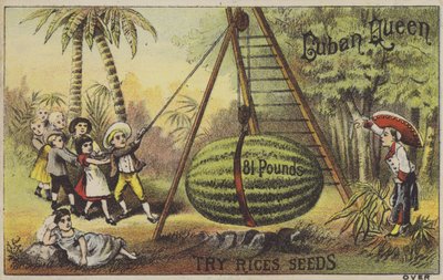 Děti vychovávající obrovského vodního melouna (chromolitho) od American School