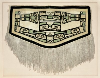 Deka Chilkat, před rokem 1832 (vlna horských koz a žlutá cedrová kůra) od American School