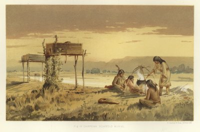 Chippewa pohřeb na lešení od American School