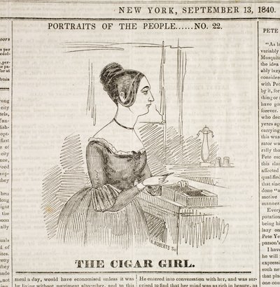 Cigar Girl, přední strana "New York Sunday Atlas", 13. září 1840 od American School