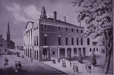 Radnice, Wall Street, New York City v roce 1790 (rytina) od American School