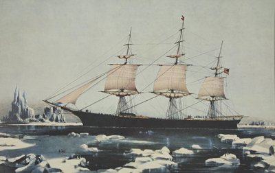 Clipper Ship, Red Jacket - In the Ice off Cape Horn, na její cestě z Austrálie, do Liverpoolu, srpen 1854, hospoda. 1855, Currier & Ives od American School