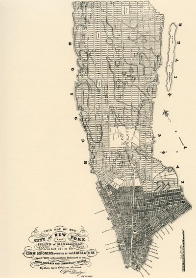 Mapa Manhattanu od komisařů od American School
