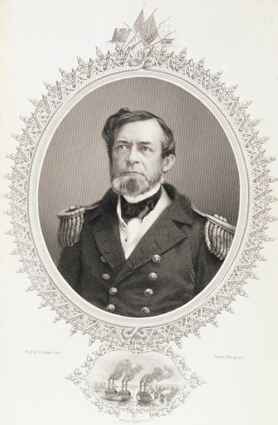 Komodor Andrew Hull Foote, z knihy "The History of the United States", svazek II, autor Charles Mackay, podle fotografie vyryl G. Stodart. od American School