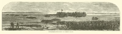 Konfederační evakuace Morriss Island, září 1863 od American School
