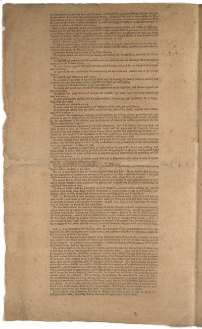 Ústava, první tisk, vytištěno společností Dunlap & Claypoole, 17.–19. září 1787 (viz také GLC 695933, GLC 695935 & GLC 695936) od American School