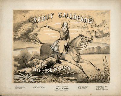 Obálka výsledkového listu pro Scout Gallopade, od Jo. Benson, vydané nakladatelstvím C.D. Benson, Nashville, Tennessee od American School