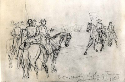 Custer obdrží vlajku svobody, Appomattox, 1865 od American School