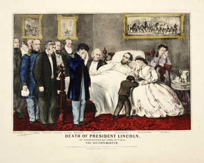 Smrt prezidenta Lincolna, ve Washingtonu, DC, 15. dubna 1865, pub. 1865 od American School