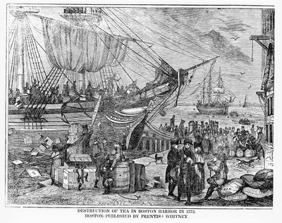 Zničení čaje v Boston Harbor v roce 1773 od American School