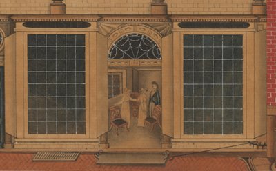 Detail obchodu a skladu Duncana Phyfe na Fulton Street v New Yorku, c.1816-1817 (akvarel, pero a inkoust na papíře) od American School
