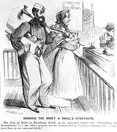 Dodging a Draft - A Swells Stratagem, z Ilustrovaných novin Franka Leslieho, 19. září 1863 od American School