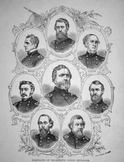 Osm významných generálů americké občanské války (rytina) od American School