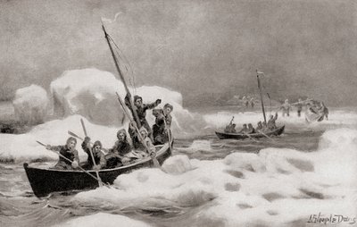 Elisha Kent Kane, vůdce Druhé Grinnellovy expedice z roku 1853, při hledání ztracené výpravy kapitána Johna Franklina v arktických oblastech, z Historie naší země, vydané 1905 (litho) od American School