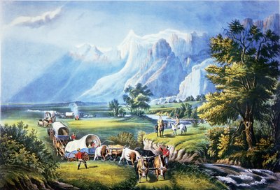 Emigranti překračující pláně od American School