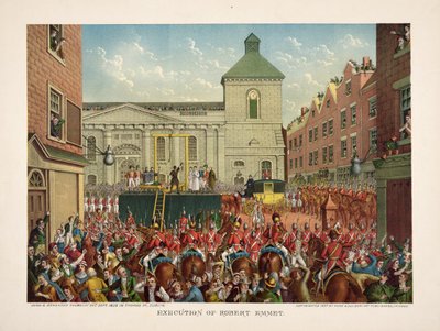 Poprava Roberta Emmeta v Thomas Street, 20. září 1803, hospoda. 1803 (barevné lito) od American School