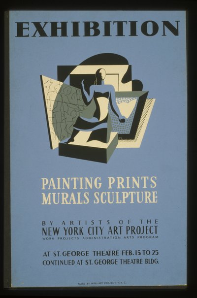 Výstava Obraz, tisky, nástěnné malby, sochy umělců New York City Art Project od American School