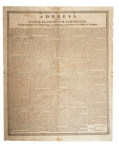 Projev na rozloučenou zesnulého generála George Washingtona, 17. září 1796 od American School