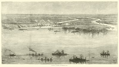 Federální flotila v Mobile Bay, srpen 1864 od American School