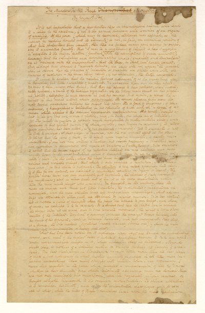První stránka Vražd v Rue Morgue od Edgara Allana Poea, 1841 od American School