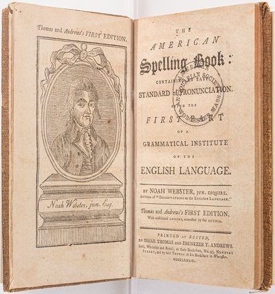 Frontispis z „The American Spelling Book“ od Noaha Webstera, Boston, 1789 od American School