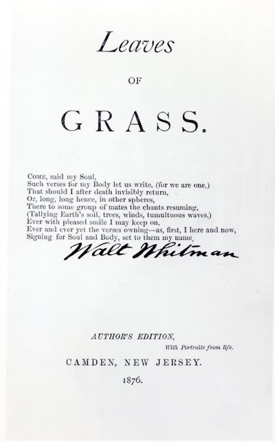 Frontispis k Listům trávy od Walta Whitmana (1819-92), pub. v roce 1876 od American School
