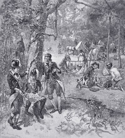 Generál Francis Marion v táboře (litografie) od American School