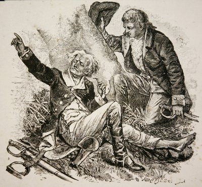 Generál Herkimer, zraněný a řídil bitvu v bitvě u Oriskany od American School