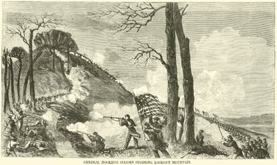 Sloupec General Hookers útočící na Lookout Mountain, listopad 1863 od American School