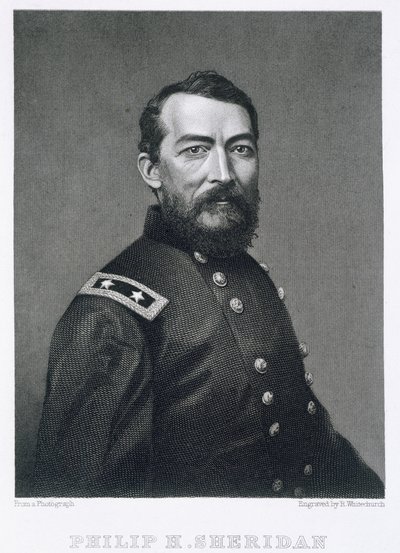 Generál Philip Sheridan, vyrytý z fotografie Roberta E. Whitechurch (1814-c.1883) od American School