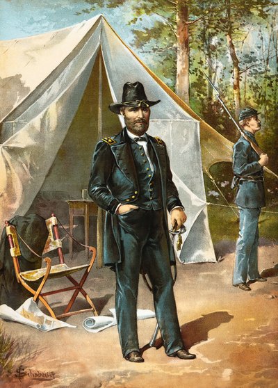 Generál Ulysses S Grant stojící před svým stanem během americké občanské války, hospoda. 1892 od American School