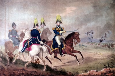 Generál William Henry Harrison (1773-1841) a štáb v bitvě u Temže v roce 1813 od American School