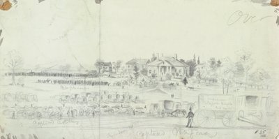 Celkový pohled na závěr bitvy, ze Sketchbooků občanské války od American School