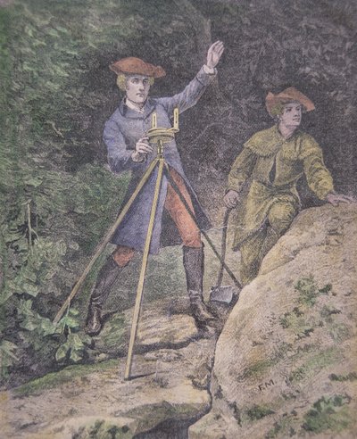 George Washington jako zeměměřič ve Virginii, ve věku 21 (barevné lito) od American School