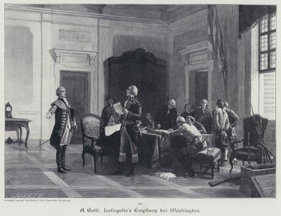 George Washington vítá markýze de Lafayette (rytina) od American School