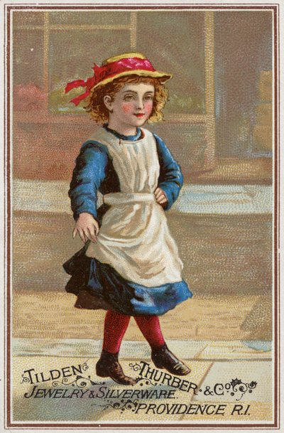 Dívka hravě přeskakuje (chromolitho) od American School