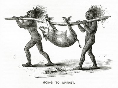 Going to Market, ilustrace z Appletons Journal, 4. května 1872 od American School