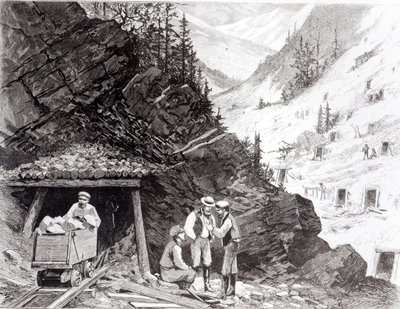 Těžba zlata a stříbra, Colorado – hora česaná medem, z kresby od Frenzenyho a Taverniera od American School