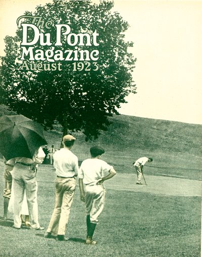 Golf, přední strana časopisu DuPont Magazine, srpen 1923 od American School