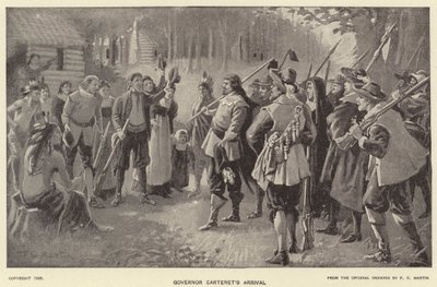 Příjezd guvernéra Cartereta (litografie) od American School