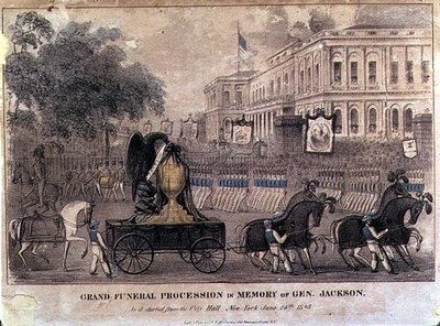 Velký pohřební průvod na památku generála Jacksona, ryté a hospoda. od Henryho R. Robinsona (fl. 1833-51) New York od American School